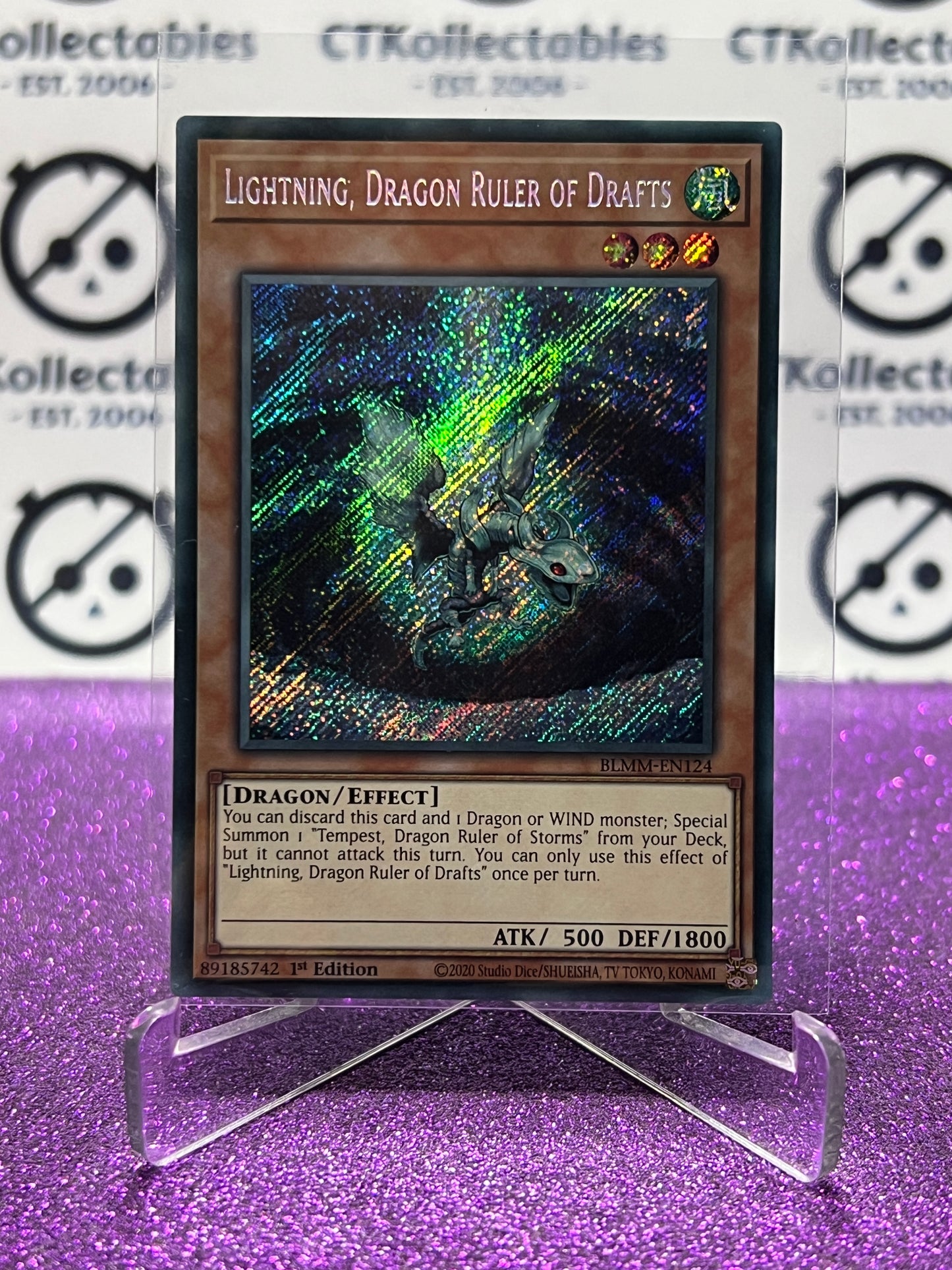 YU-GI-OH! BATTLES OF LEGEND MONSTER MAYHEM LIGHTNING, DRAGON RULER OF DRAFTS # BLMM-EN124 1ST EDITION CARD
