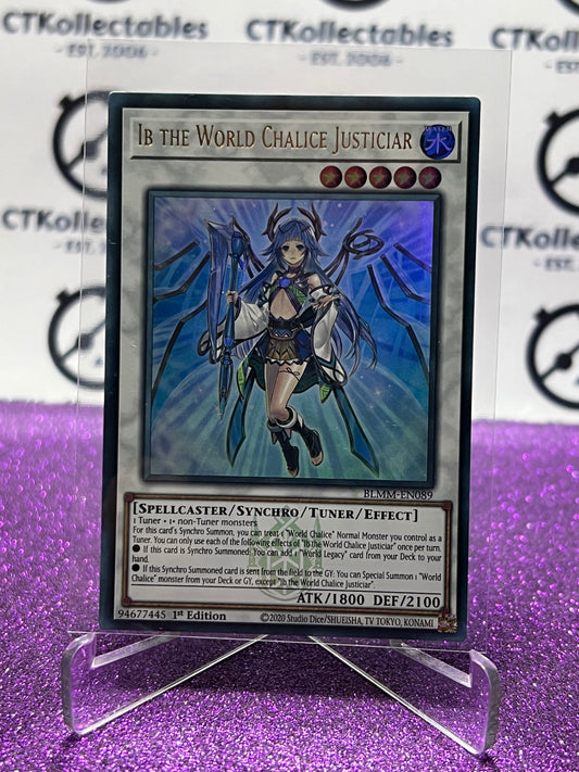 YU-GI-OH! BATTLES OF LEGEND MONSTER MAYHEM IB THE WORLD CHALICE JUSTICIAR # BLMM-EN089 ULTRA RARE 1ST EDITION CARD
