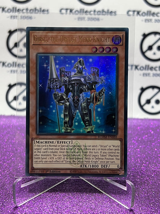 YU-GI-OH! BATTLES OF LEGEND MONSTER MAYHEM GIRSU,THE ORCUST MEKK-KNIGHT # BLMM-EN088 ULTRA RARE 1ST EDITION CARD
