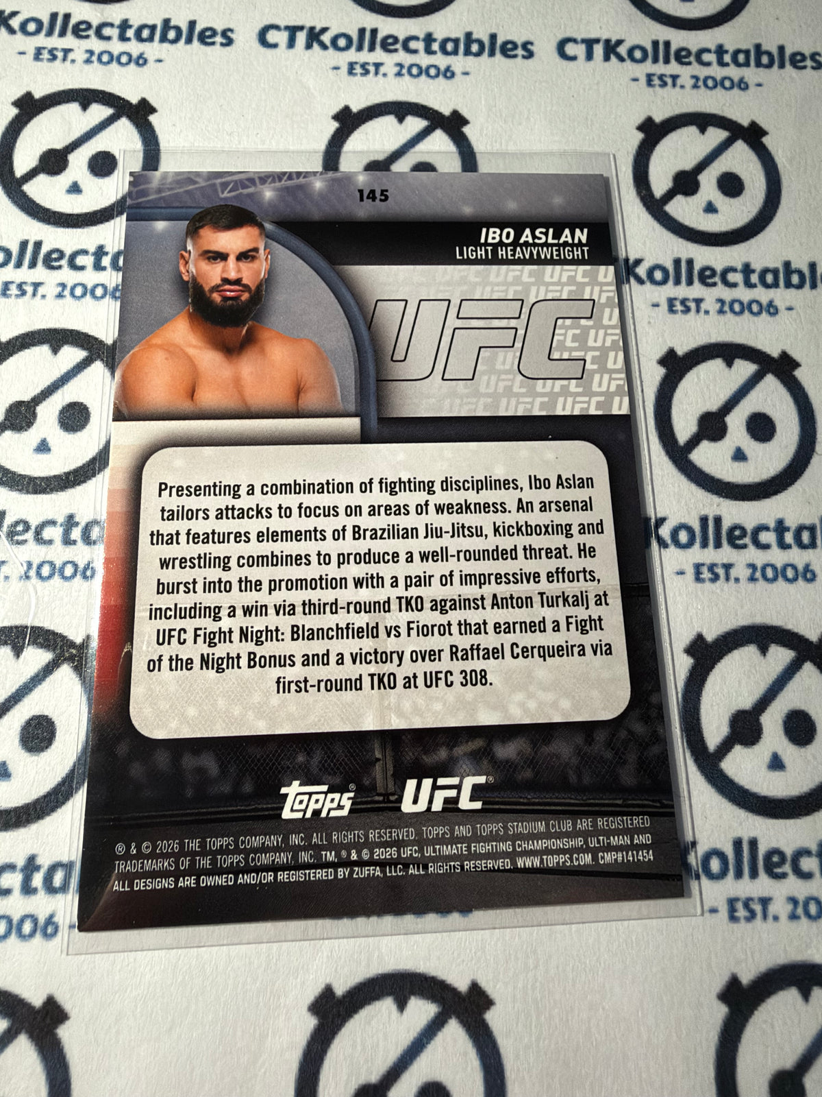 2026 UFC Stadium Club Ibo Aslan Rookie Card #145