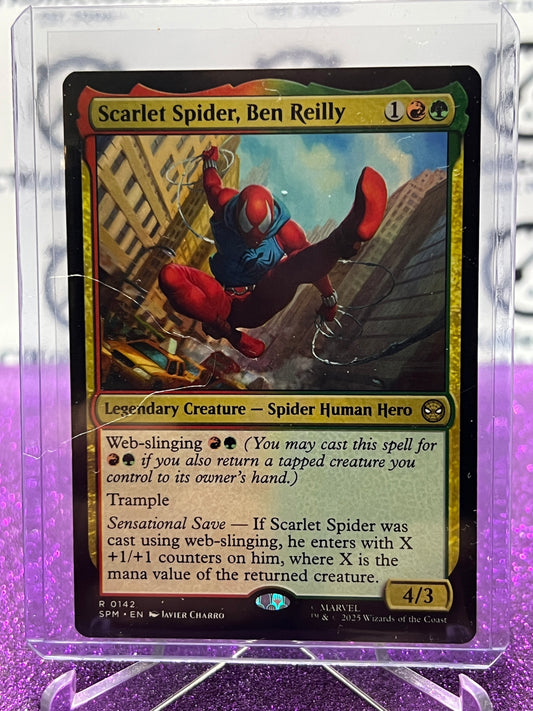 2025 MAGIC THE GATHERING SPIDER-MAN SCARLET SPIDER, BEN REILLY # R 0142 RARE NON-FOIL LEGENDARY CREATURE  CARD