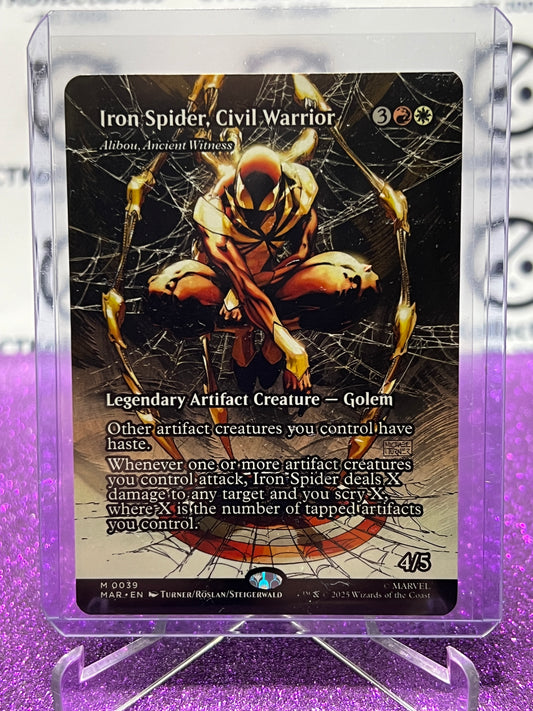 2025 MAGIC THE GATHERING SPIDER-MAN IRON SPIDER, CIVIL WARRIOR # M 0039 MYSTIC NON-FOIL LEGENDARY ARTIFACT CREATURE CARD