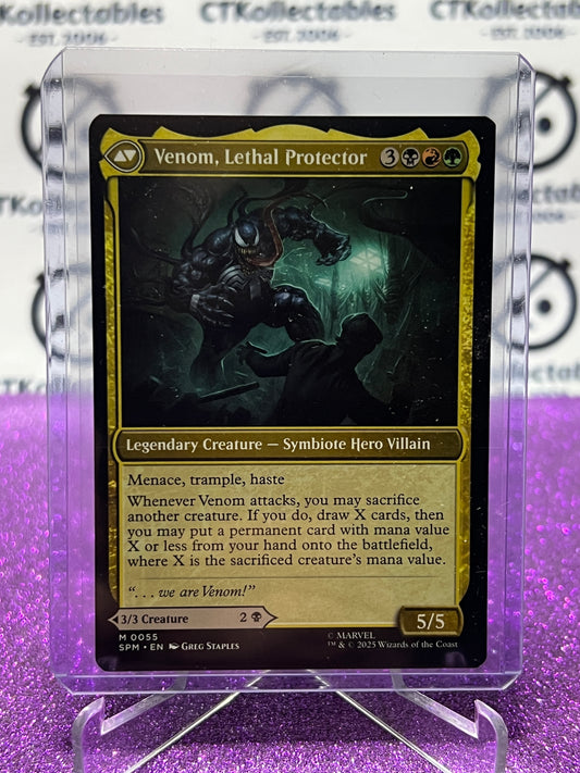 2025 MAGIC THE GATHERING SPIDER-MAN EDDIE BROCK / VENOM, LETHAL PROTECTOR # M 0055 MYSTIC NON-FOIL LEGENDARY CREATURE CARD