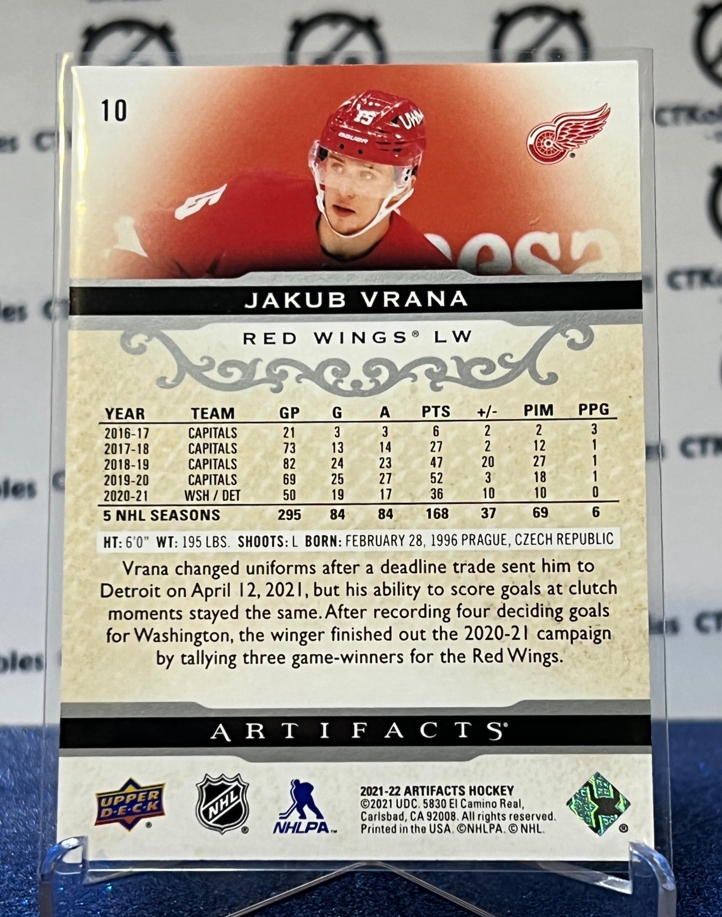 2021-22 UPPER DECK ARTIFACTS JAKUB VRANA # 10 SILVER DETROIT RED WINGS NHL HOCKEY TRADING CARD