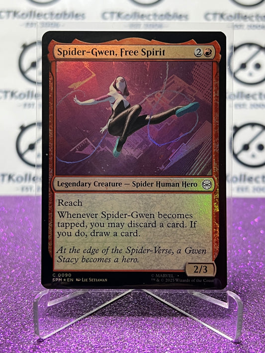 2025 MAGIC THE GATHERING SPIDER-MAN SPIDER-GWEN, FREE SPIRIT # C 0090 COMMON FOIL LEGENDARY CREATURE CARD