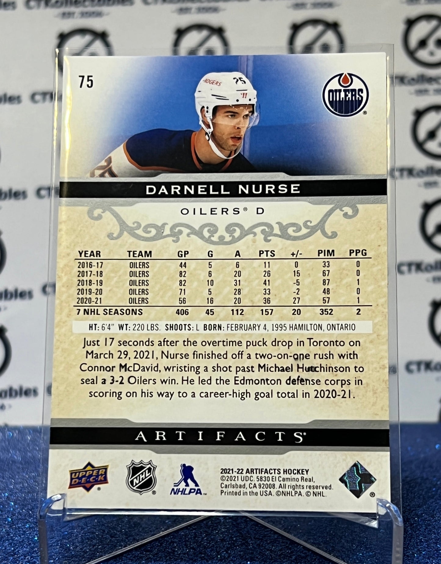 2021-22 UPPER DECK ARTIFACTS DARNELL NURSE # 75 SILVER  EDMONTON OILERS HOCKEY CARD