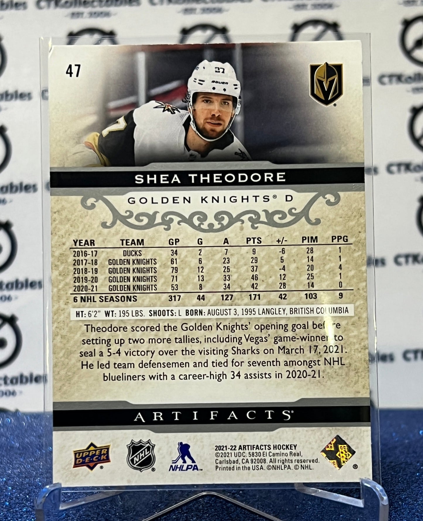 2021-22 UPPER DECK ARTIFACTS SHEA THEODORE # 47. SILVER NHL GOLDEN KNIGHTS HOCKEY CARD