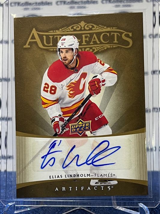 2021-22 UPPER DECK ARTIFACTS ELIAS LINDHOLM # RAF-EL AUTOGRAPH HOCKEY NHL CALGARY FLAMES  CARD