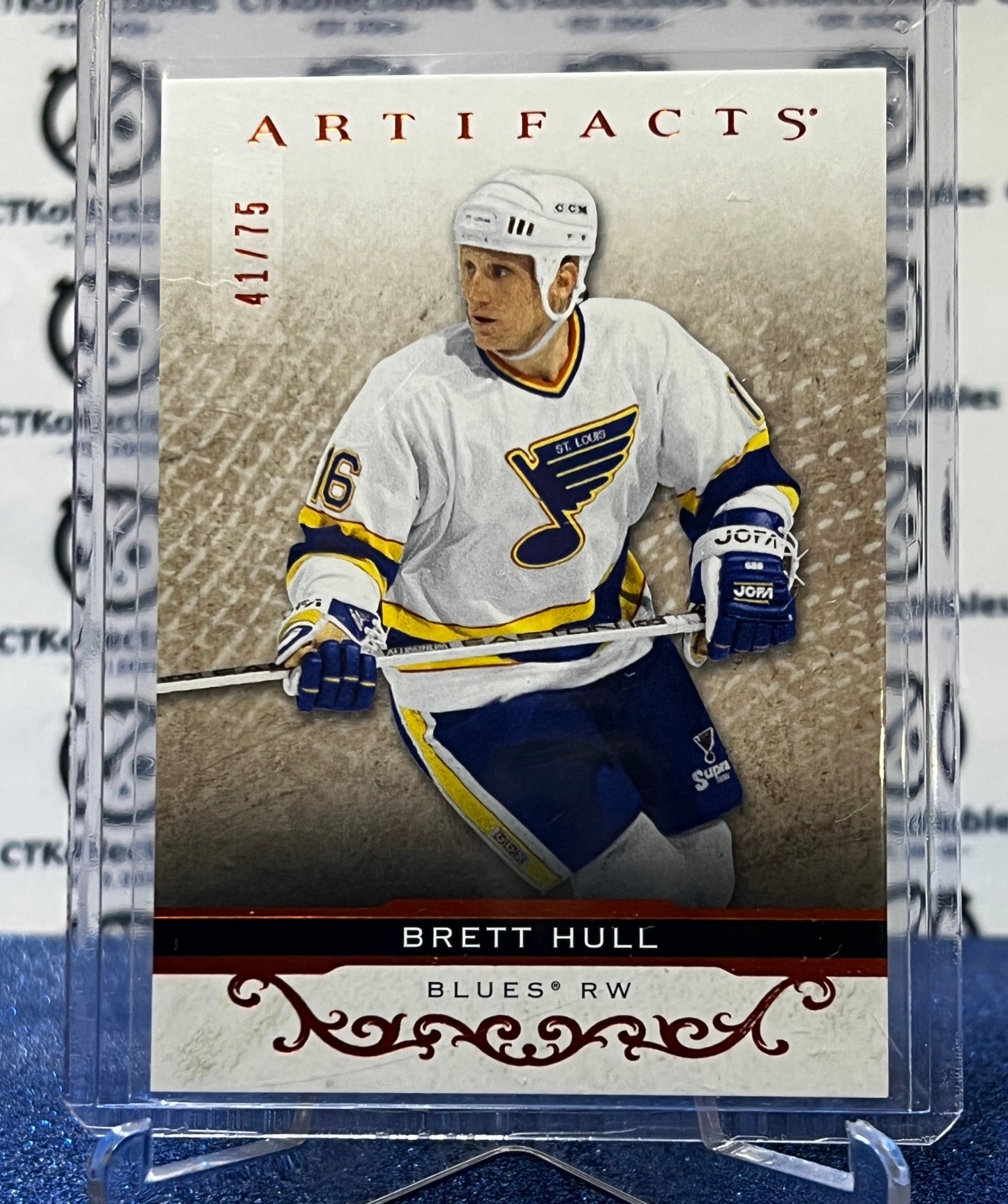 2021-22 UPPER DECK ARTIFACTS BRETT HULL # 155 BRONZE /75  ST. LOUIS BLUES HOCKEY CARD