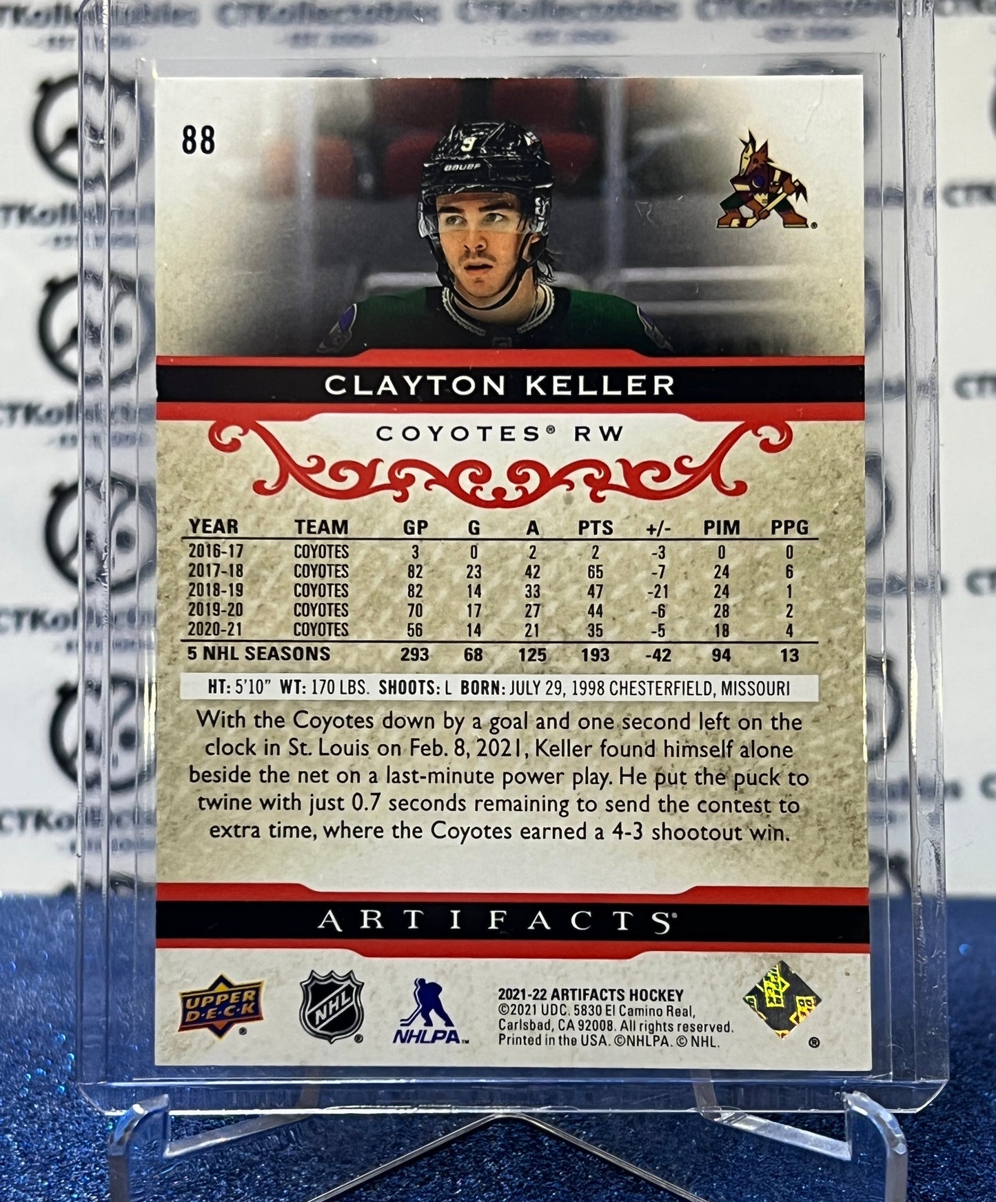 2021-22 UPPER DECK ARTIFACTS CLAYTON KELLER # 88 RUBY /499 ARIZONA COYOTES NHL HOCKEY CARD