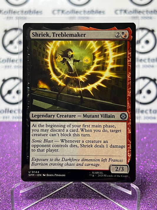 2025 MAGIC THE GATHERING SPIDER-MAN SHRIEK, TREBLEMAKER # U 0144 UNCOMMON NON-FOIL LEGENDARY CREATURE CARD