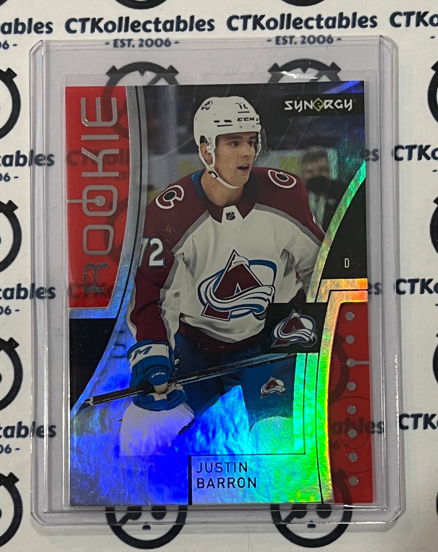 2021-22 UPPER DECK SYNERGY JUSTIN BARRON # 104 ROOKIE CODE COLORADO AVALANCHE  NHL HOCKEY TRADING CARD