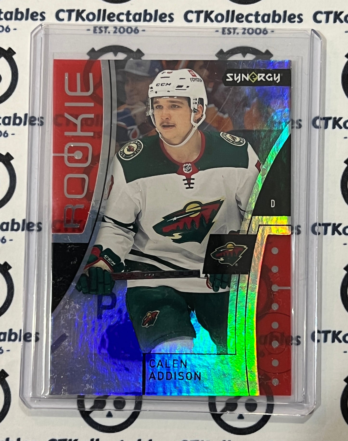 2021-22 UPPER DECK SYNERGY CALEN ADDISON # 97 ROOKIE MINNESOTA WILD  NHL HOCKEY CARD