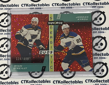 2021-22 UPPER DECK SYNERGY O'REILLY KYROU # SD-10 DUOS RED /499 ST. LOUIS BLUES HOCKEY CARD