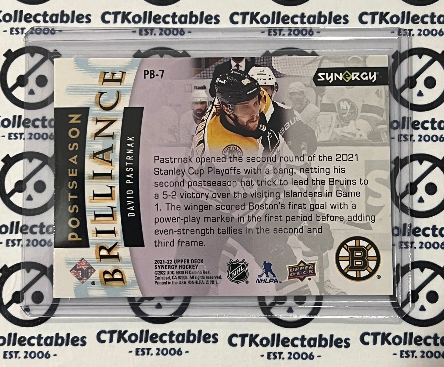 2021-22 UPPER DECK SYNERGY DAVID PASTRNAK # PB-7 BRILLIANCE  BOSTON BRUINS HOCKEY CARD