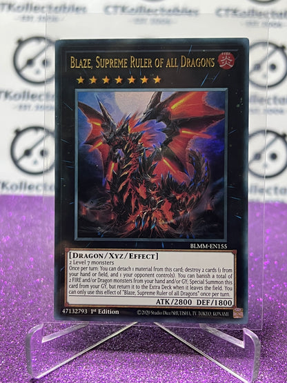 YU-GI-OH! BATTLES OF LEGEND MONSTER MAYHEM BLAZE, SUPREME RULER OF ALL DRAGONS # BLMM-EN155 1ST EDITION CARD