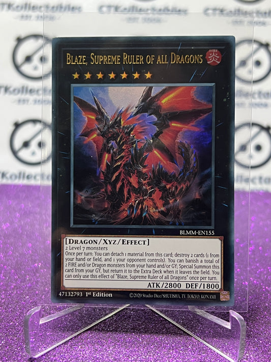 YU-GI-OH! BATTLES OF LEGEND MONSTER MAYHEM BLAZE, SUPREME RULER OF ALL DRAGONS # BLMM-EN155 1ST EDITION CARD