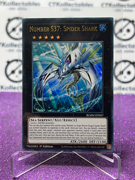 YU-GI-OH! BATTLES OF LEGEND MONSTER MAYHEM NUMBER S37: SPIDER SHARK # BLMM-EN037 1ST EDITION CARD