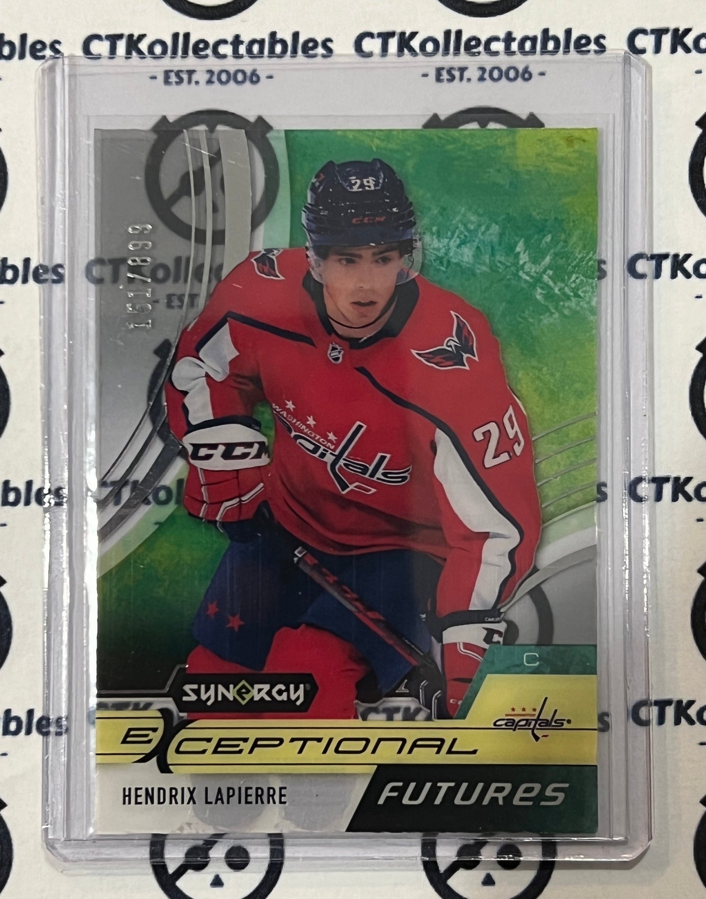 2021-22 UPPER DECK SYNERGY HENDRIX LAPIERRE  # EF-HL EXCEPTIONAL FUTURES /899 WASHINGTON CAPITALS HOCKEY CARD