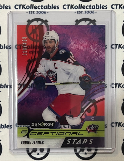 2021-22 UPPER DECK SYNERGY BOONE JENNER  # ES-BJ EXCEPTIONAL STARS /499 COLUMBUS BLUE JACKETS HOCKEY CARD