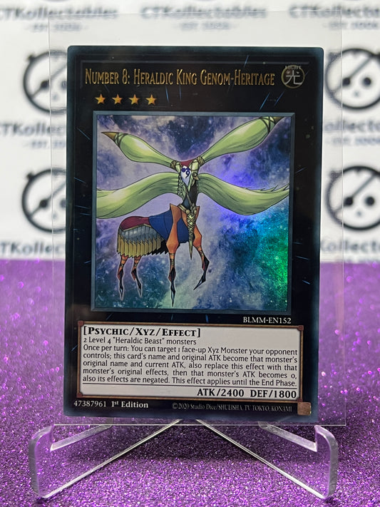 YU-GI-OH! BATTLES OF LEGEND MONSTER MAYHEM NUMBER 8: HERALDIC KING GENOM-HERITAGE # BLMM-EN152 1ST EDITION CARD