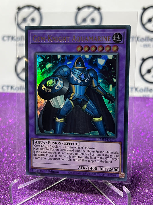 YU-GI-OH! BATTLES OF LEGEND MONSTER MAYHEM GEM-KNIGHT AQUAMARINE # BLMM-EN137 1ST EDITION CARD