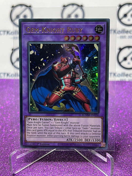YU-GI-OH! BATTLES OF LEGEND MONSTER MAYHEM GEM-KNIGHT RUBY # BLMM-EN136  1ST EDITION CARD