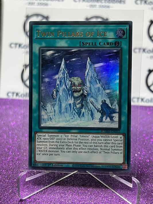 YU-GI-OH! BATTLES OF LEGEND MONSTER MAYHEM TWIN PILLARS OF ICE # BLMM-EN032 1ST EDITION CARD
