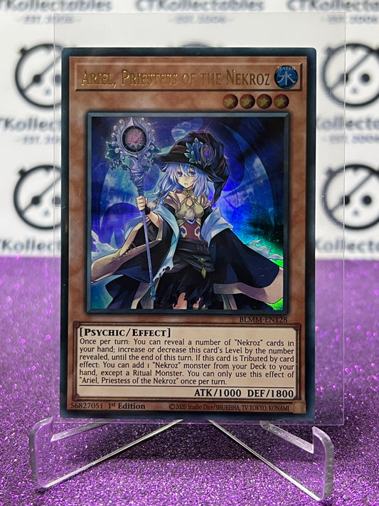 YU-GI-OH! BATTLES OF LEGEND MONSTER MAYHEM ARIEL, PRIESTESS OF THE NEKROZ # BLMM-EN128 1ST EDITION CARD