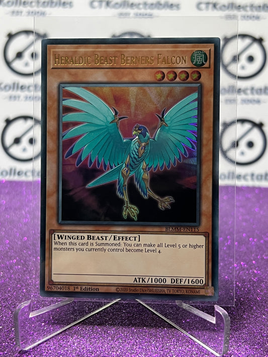 YU-GI-OH! BATTLES OF LEGEND MONSTER MAYHEM HERALDIC BEAST BERNERS FALCON # BLMM-EN115 1ST EDITION CARD