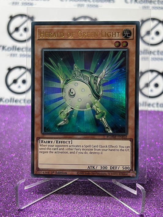 YU-GI-OH! BATTLES OF LEGEND MONSTER MAYHEM HERALD OF GREEN LIGHT # BLMM-EN102 1ST EDITION CARD