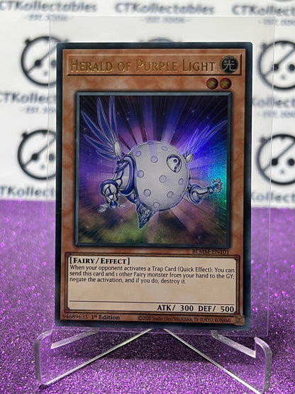 YU-GI-OH! BATTLES OF LEGEND MONSTER MAYHEM HERALD OF PURPLE LIGHT # BLMM-EN101 1ST EDITION CARD