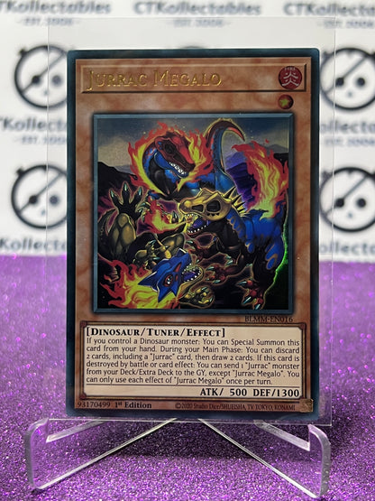 YU-GI-OH! BATTLES OF LEGEND MONSTER MAYHEM JURRAC MEGALO # BLMM-EN016 1ST EDITION CARD