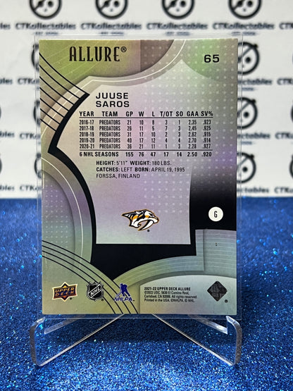 2021-22 UPPER DECK ALLURE JUUSE SARDS # 65  NASHVILLE PREDATORS NHL HOCKEY TRADING CARD