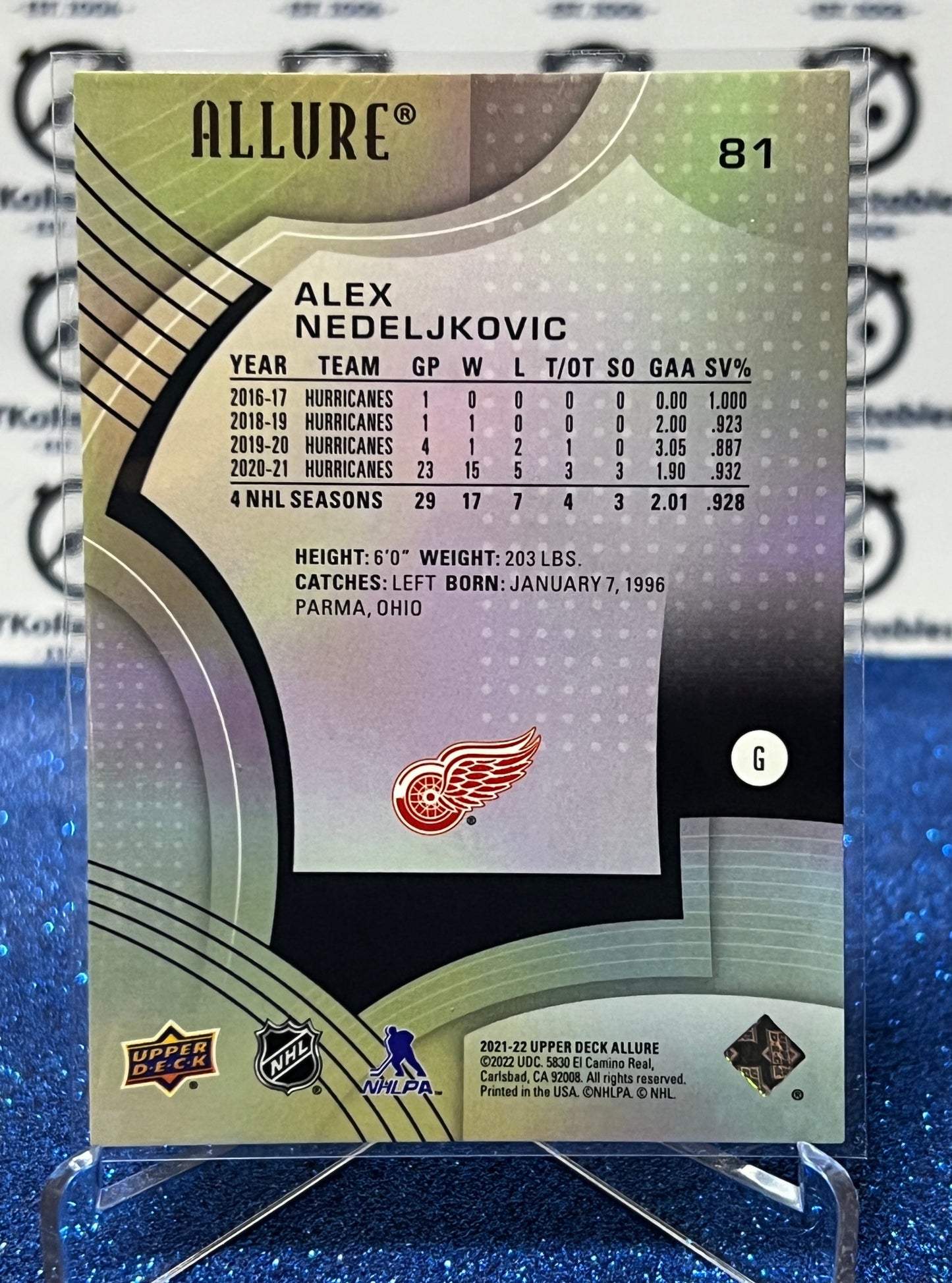 2021-22 UPPER DECK ALLURE ALEX NEDELJKOVIC # 81 DETROIT RED WINGS NHL HOCKEY CARD