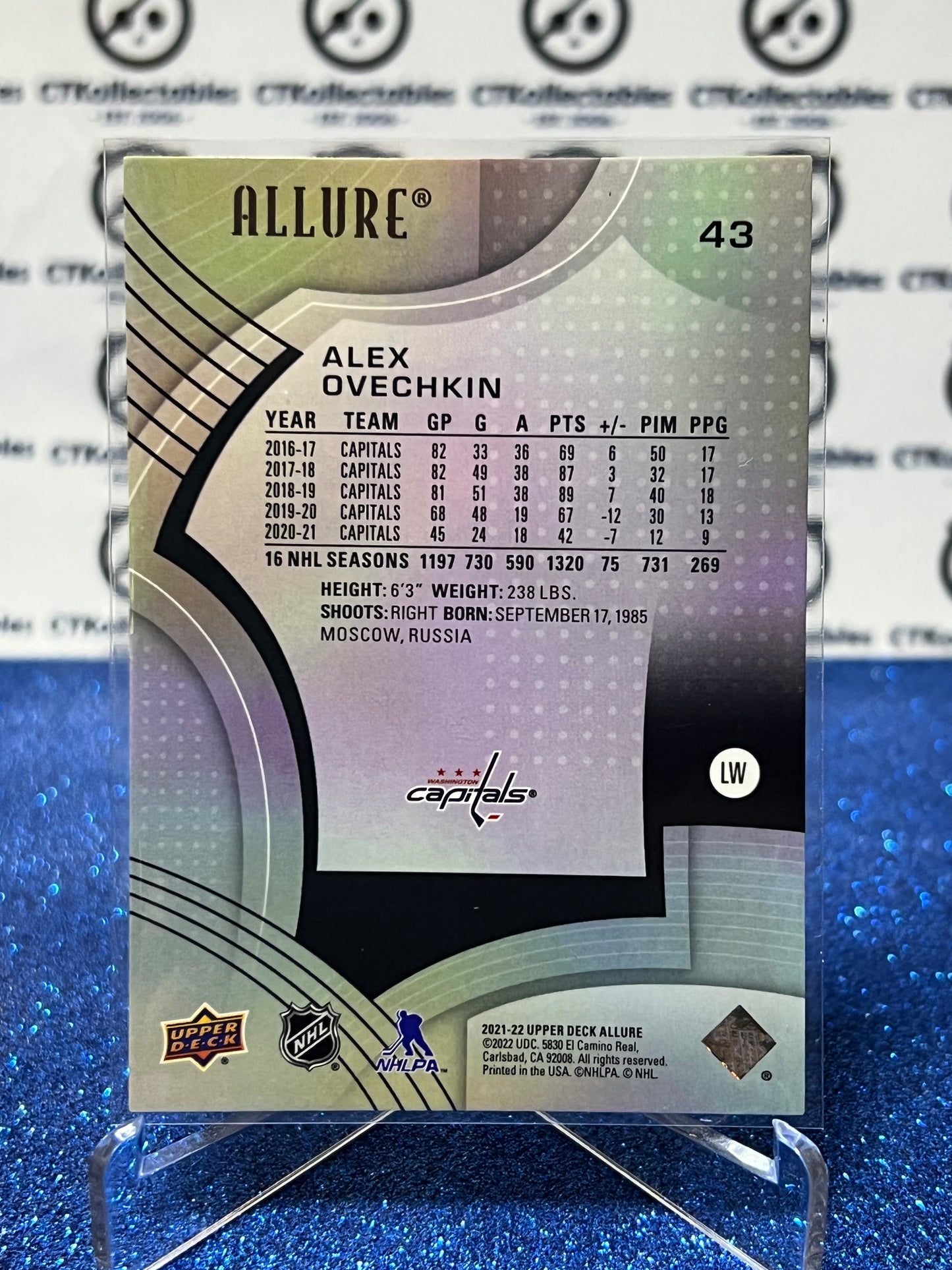 2021-22 UPPER DECK ALLURE ALEX OVECHKIN # 43 BLACK RAINBOW WASHINGTON CAPITALS HOCKEY CARD