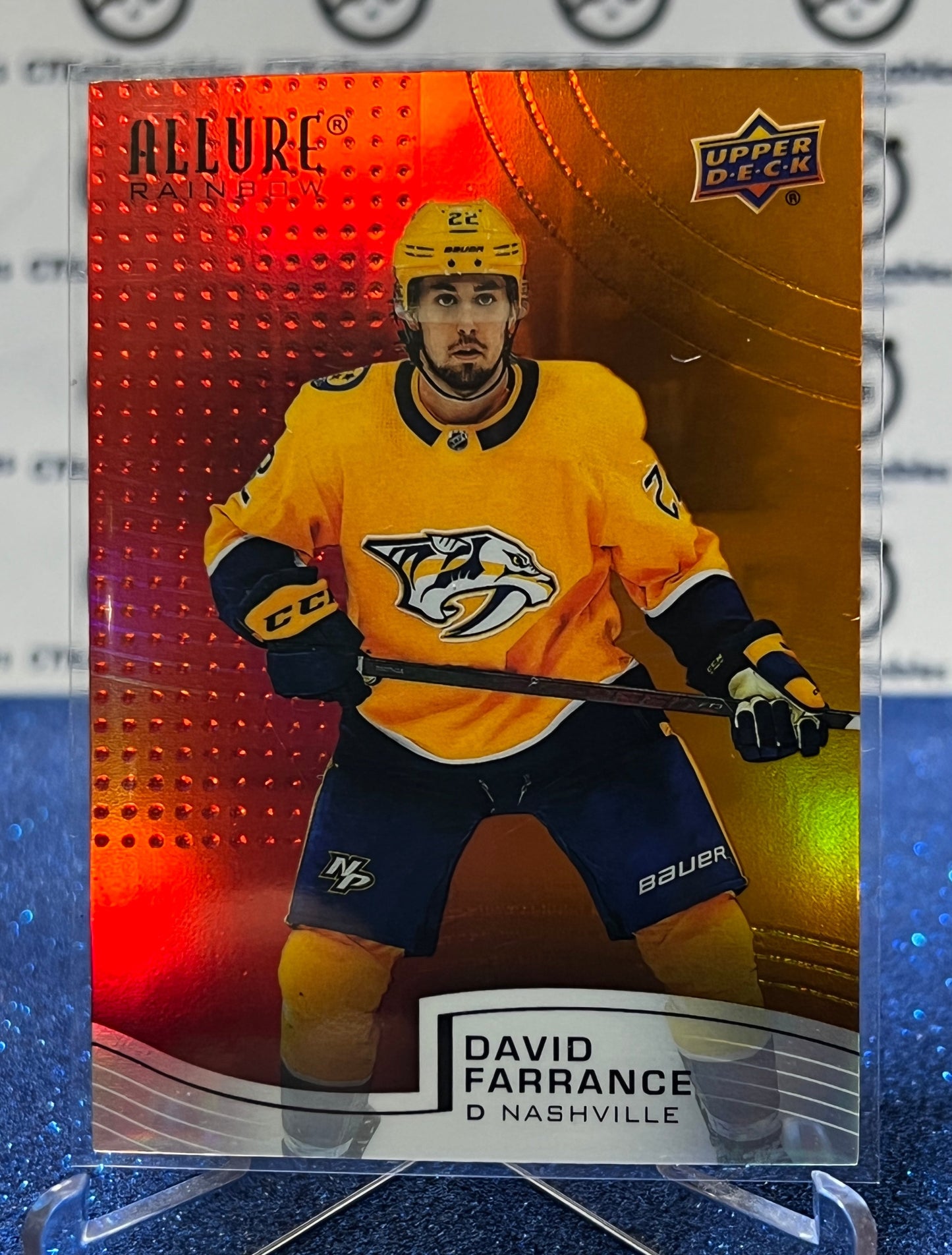 2021-22 UPPER DECK ALLURE DAVID FARRANCE # R-33 ROOKIE RED/ORANGE NASHVILLE PREDATORS NHL HOCKEY TRADING CARD