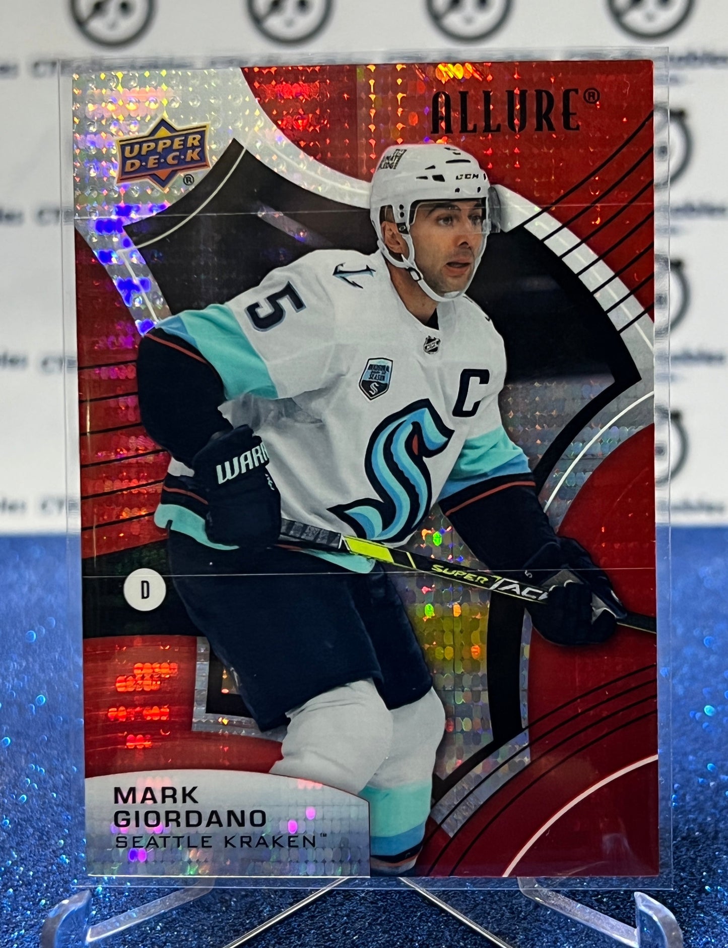 2021-22 UPPER DECK ALLURE MARK GIORDANO # 35 RED RAINBOW SEATTLE KRAKEN NHL HOCKEY TRADING CARD