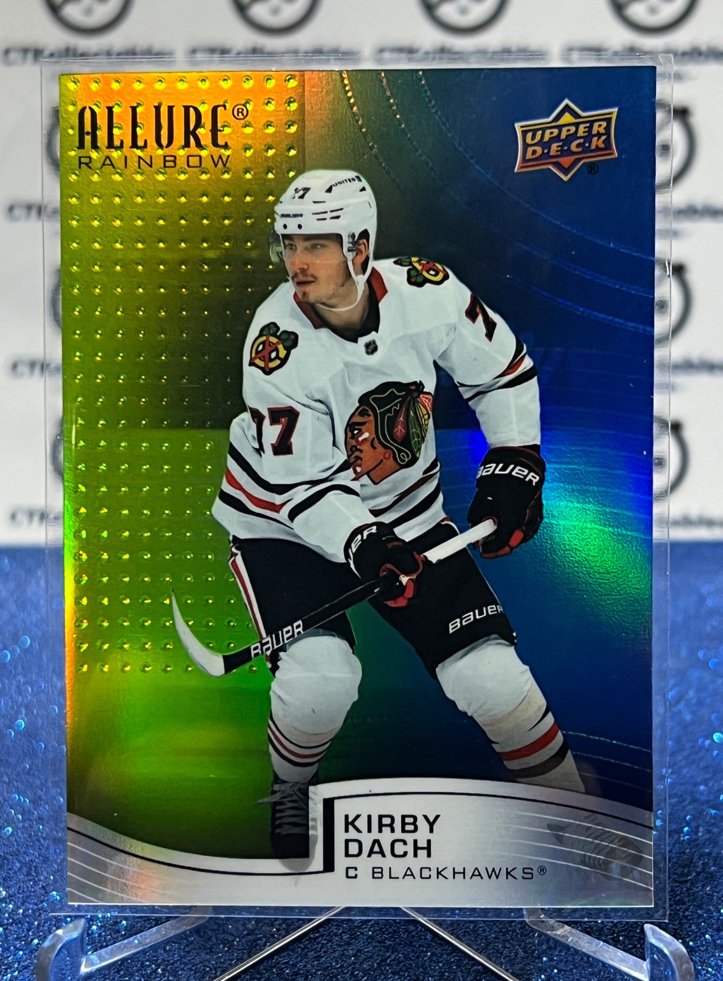 2021-22 UPPER DECK ALLURE KIRBY DACH # R-81 GREEN/BLUE RAINBOW  CHICAGO BLACKHAWKS NHL HOCKEY CARD