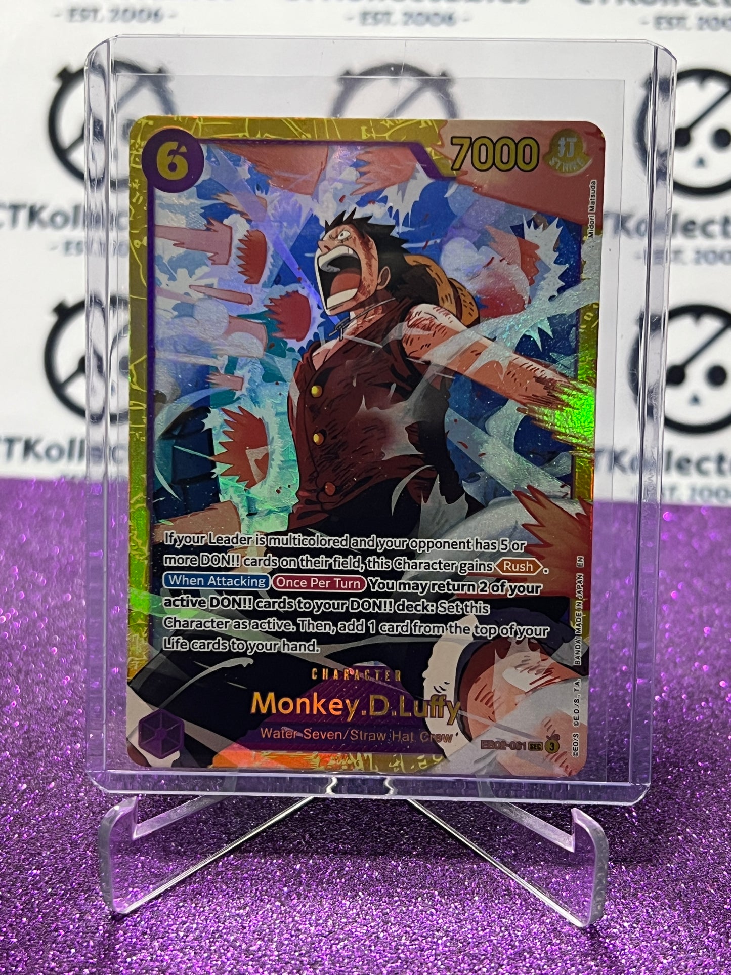 2025 ONE PIECE THE BEST V2 MONKEY.D.LUFFY # EB02-061 SEC GOLD FOIL ENGLISH TRADING GAME CARD