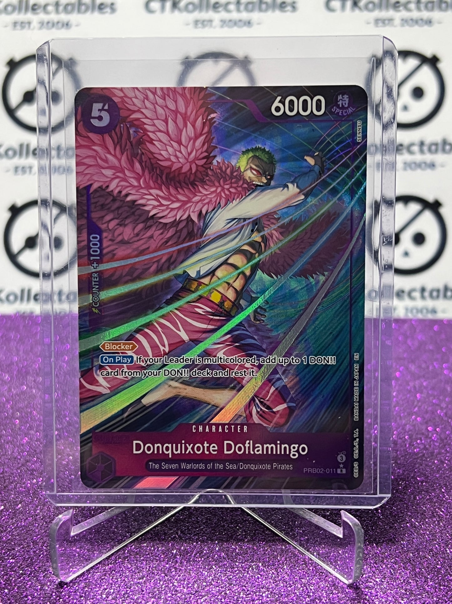 2025 ONE PIECE THE BEST V2 DONQUIXOTE DOFLAMINGO # PRB02-011* RARE  FOIL ENGLISH TRADING GAME CARD