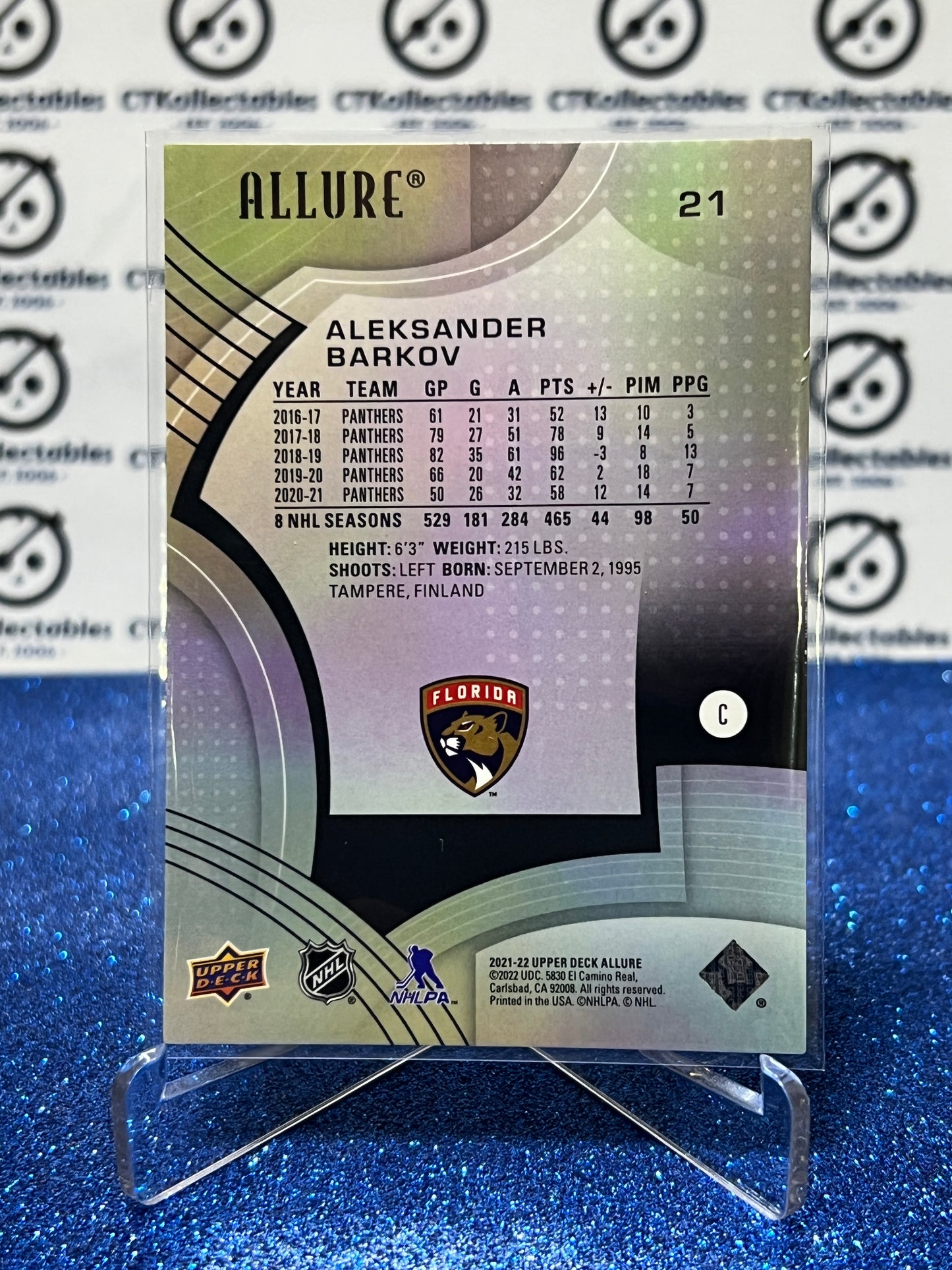 2021-22 UPPER DECK ALLURE ALEKSANDER BARKOV # 21 FLORIDA PANTHERS HOCKEY CARD