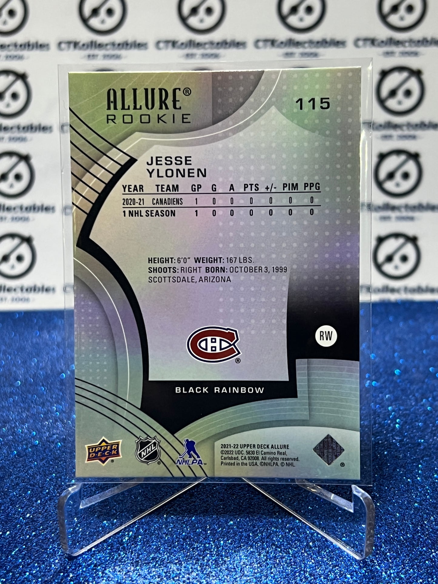 2021-22 UPPER DECK ALLURE JESSE YLONEN # 115 BLACK RAINBOW ROOKIE  MONTREAL CANADIENS  HOCKEY CARD