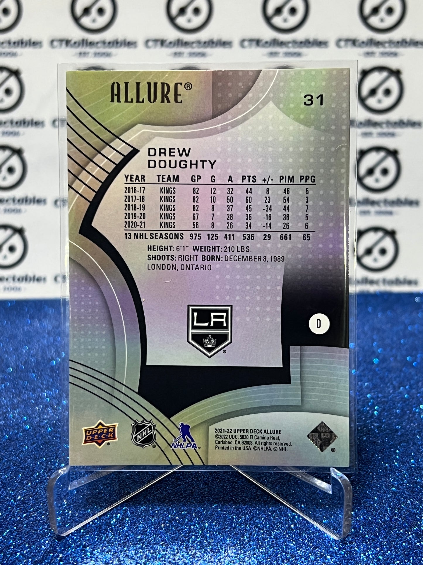 2021-22 UPPER DECK ALLURE DREW DOUGHTY # 31  L A KINGS NHL HOCKEY CARD