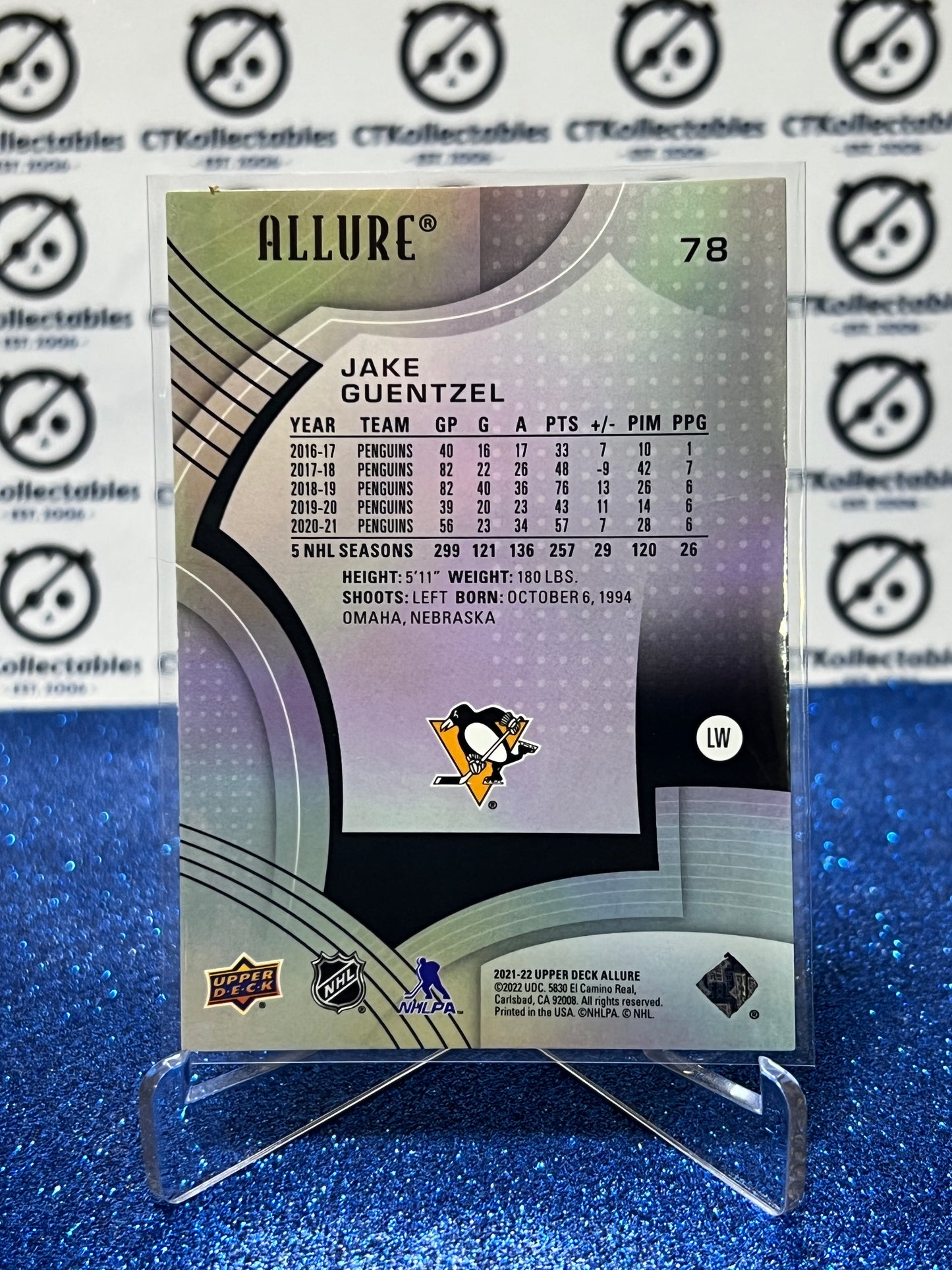 2021-22 UPPER DECK ALLURE JAKE GUENTZEL # 78 PITTSBURGH PENGUINS NHL HOCKEY TRADING CARD