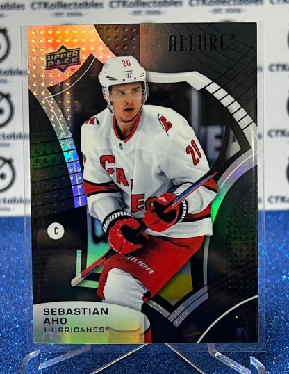 2021-22 UPPER DECK ALLURE SEBASTIAN AHO # 11 BLACK RAINBOW CAROLINA HURRICANES NHL HOCKEY TRADING CARD