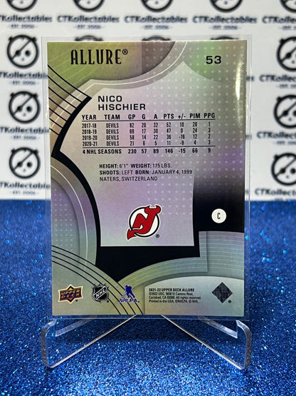 2021-22 UPPER DECK ALLURE NICO HISCHIER # 53  NEW JERSEY DEVILS  NHL HOCKEY TRADING CARD