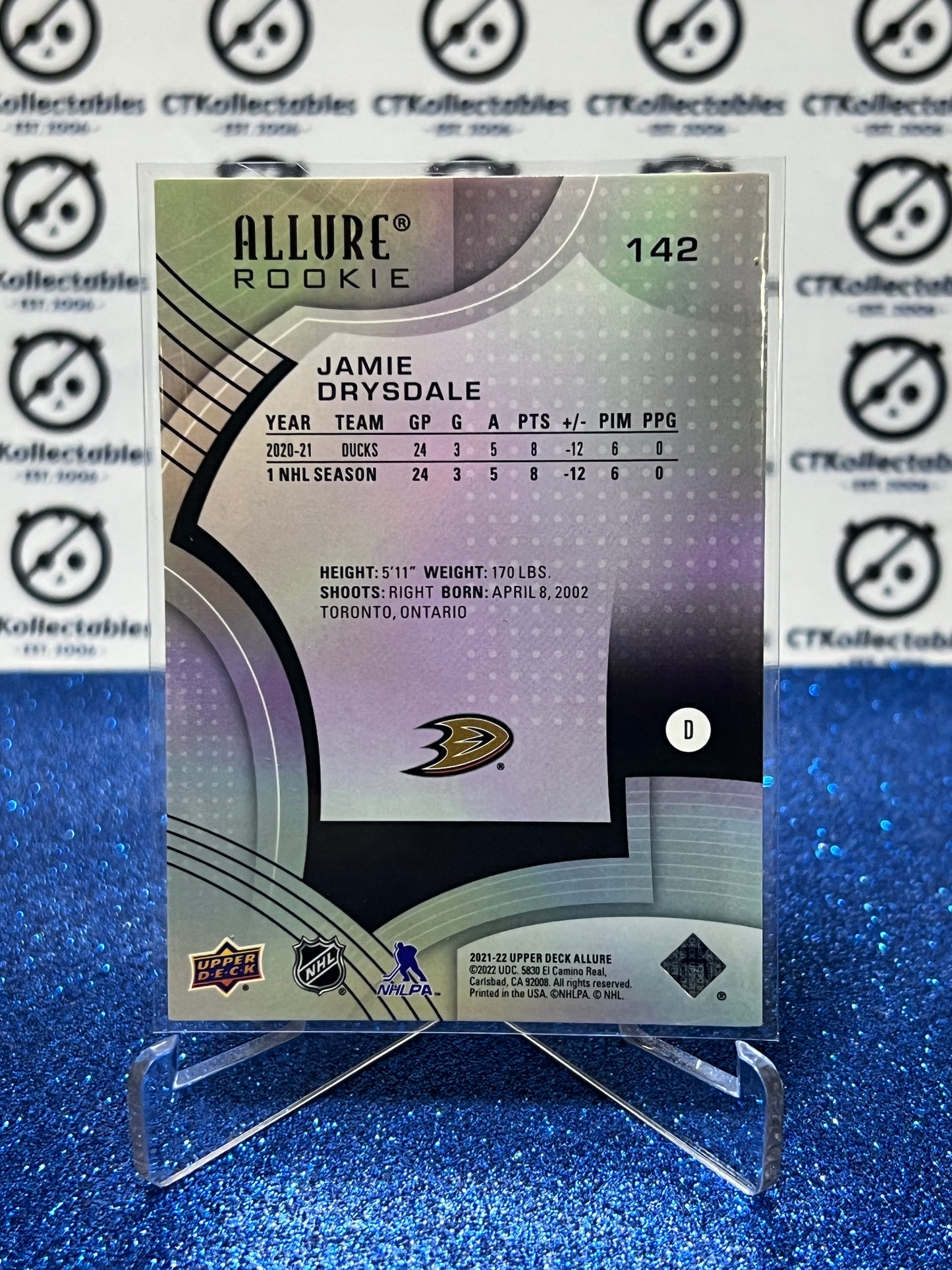 2021-22 UPPER DECK ALLURE JAMIE DRYDALE # 142 ROOKIE ANAHEIM DUCKS NHL HOCKEY CARD