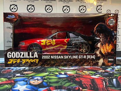 GODZILLA 2002 NISSAN SKYLINE GT-R (R34)  1/24 SCALE JADA