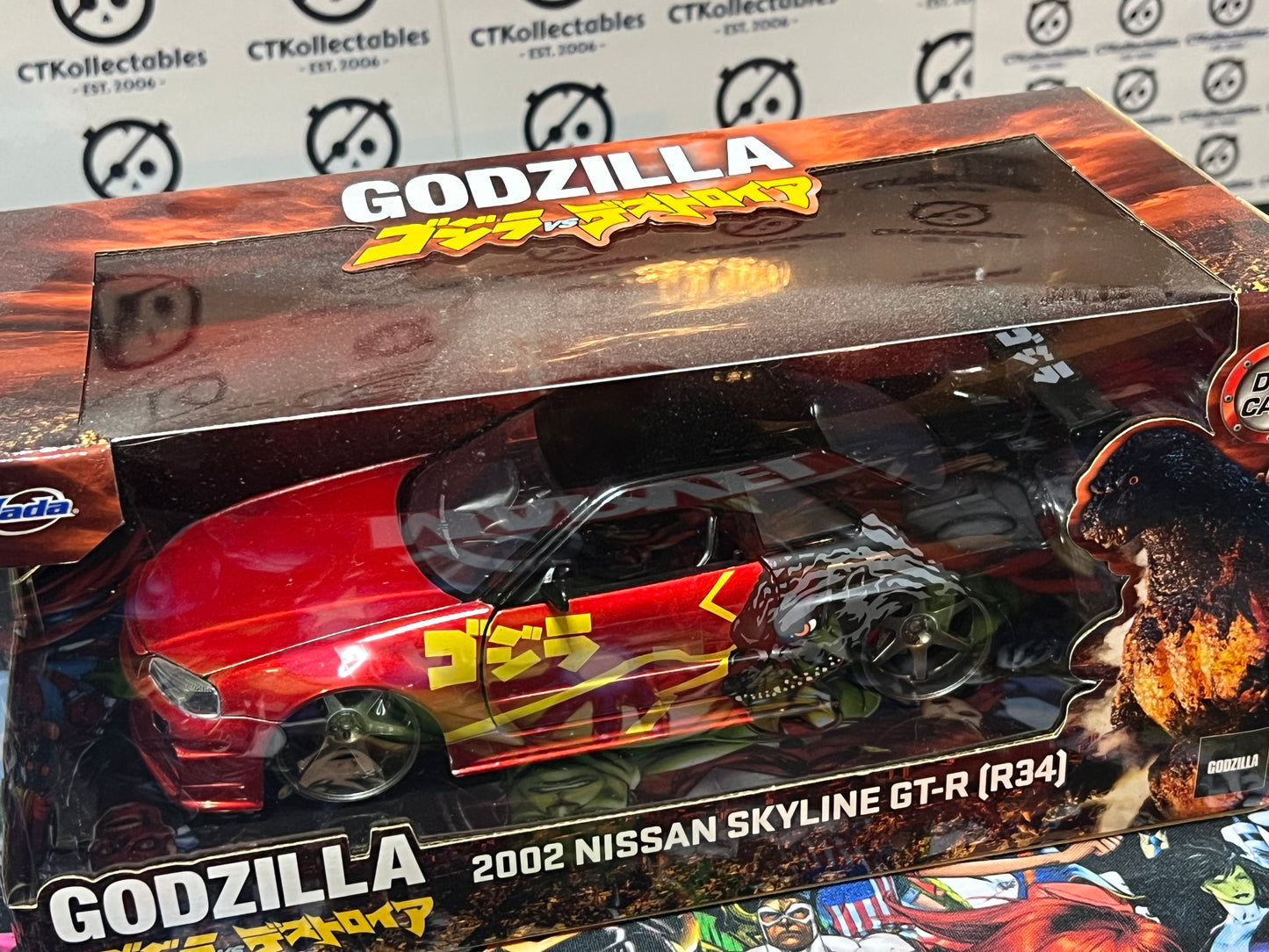GODZILLA 2002 NISSAN SKYLINE GT-R (R34)  1/24 SCALE JADA